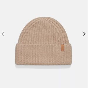 Vince Boiled Cashmere Chunky Cardigan Knit Hat in Camel